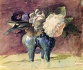 Flowers In A Blue Chinese Vase Of Antique Shape - John La Farge