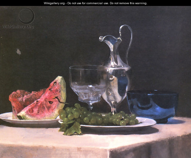 Still Life Study Of Silver Glass And Fruit - John La Farge
