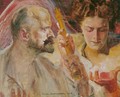 Self-Portrait with Muse Holding Sceptre and Orb - Jacek Malczewski