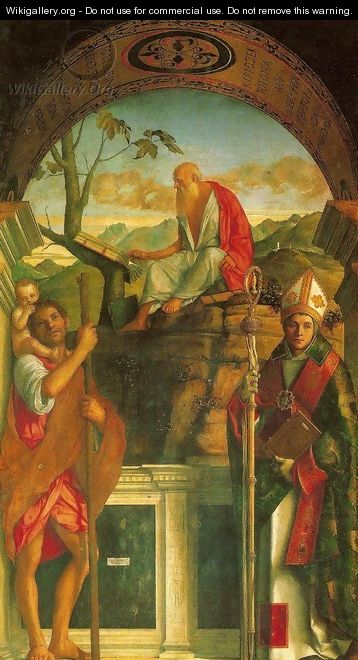 St. Christopher, St. Jerome, and St. Louis (I santi Cristoforo, Gerolamo e Ludovico) - Giovanni Bellini