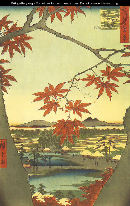 Maple Leaves at the Tekona Shrine, Mamma - Utagawa or Ando Hiroshige