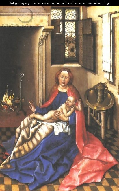 Virgin and Child Before a Firescreen - (Robert Campin) Master of Flémalle