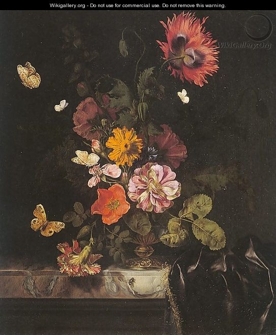 Flowers in a Gold Vase 1680 - Nicolaes Lachtropius