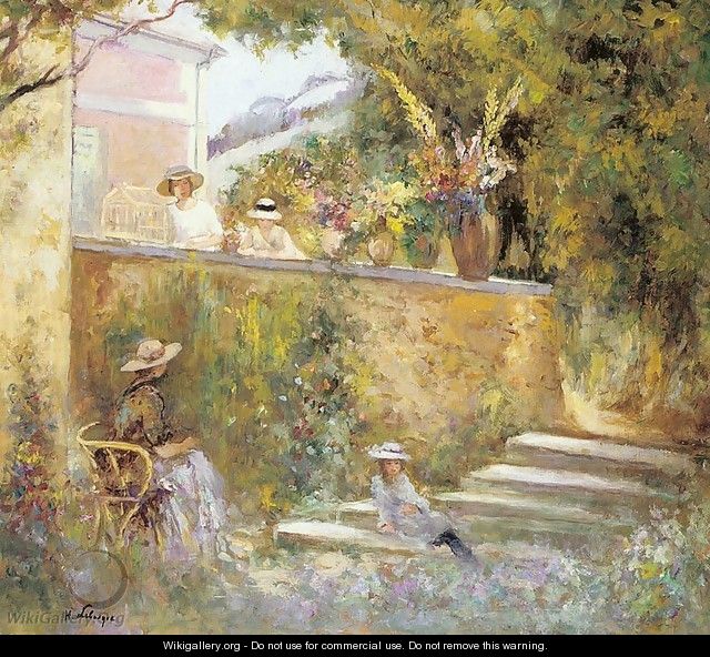 Nono and Marthe in the Garden with Madame Lebasque - Henri Lebasque