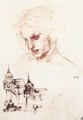 Study of an apostle's head and architectural study 1494-98 - Leonardo Da Vinci