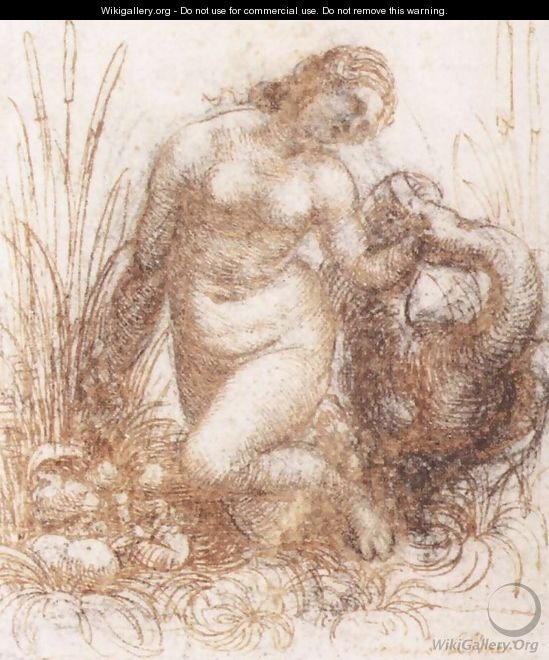 Study for a kneeling Leda 1503-07 - Leonardo Da Vinci