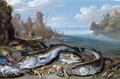 Harbour Scene with Fish 1660 - Jan van Kessel