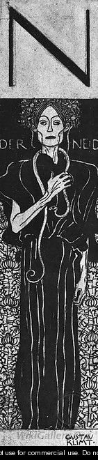 Drawing for Two Emblems for Ver Sacrum (Der Neid) 1898 - Gustav Klimt