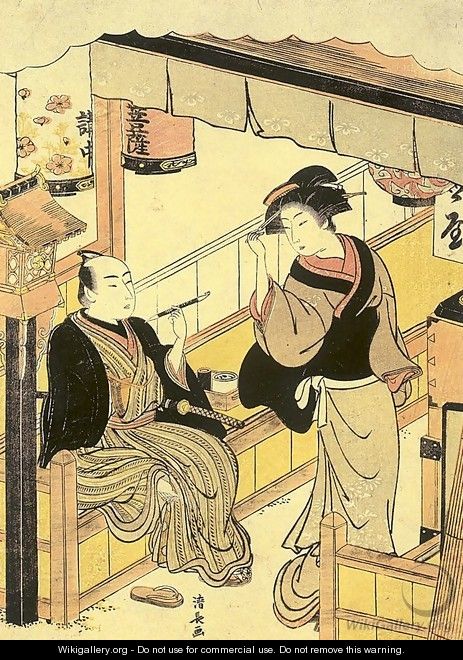 Tea-Stall Girl with Guest 1778 - Torii Kiyonaga