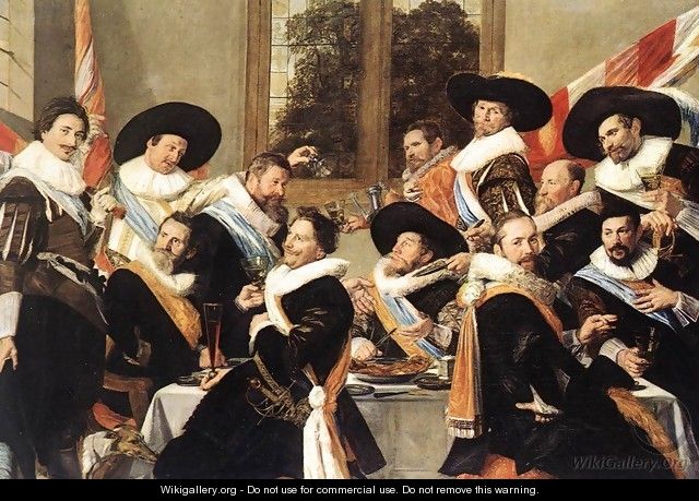 Banquet of the Officers of the St Hadrian Civic Guard Company (2) c. 1627 - Frans Hals
