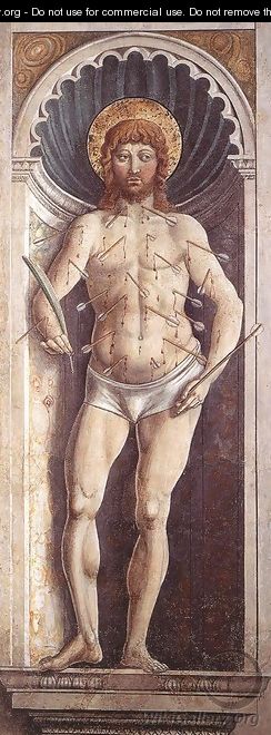 St Sebastian (on the pillar) 1464-65 - Benozzo di Lese di Sandro Gozzoli