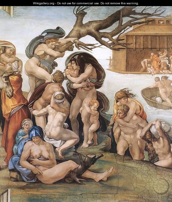 The Deluge (detail-1) 1508-09 - Michelangelo Buonarroti