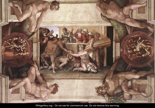 Sacrifice of Noah (with ignudi and medallions) 1509 - Michelangelo Buonarroti