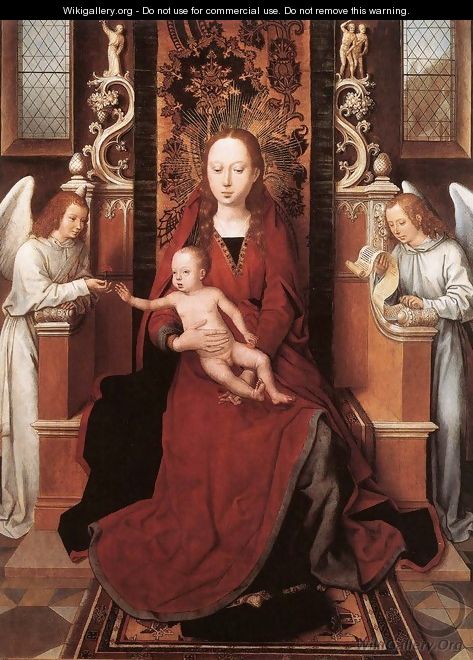 Virgin and Child Enthroned with Two Angels 1485-90 - Hans Memling