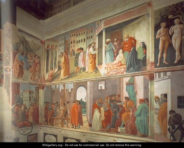 Frescoes in the Cappella Brancacci (right view) 1426-82 - Masaccio (Tommaso di Giovanni)