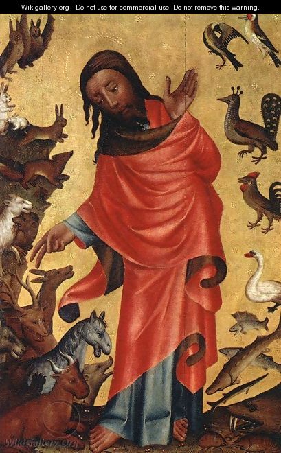 Creation of the Animals, panel from Grabow Altarpiece 1383 - (Master of Minden) Bertram