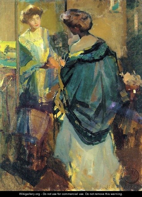 Woman Looking in a Mirror - Richard Emil Miller