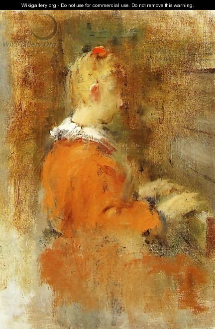 Girl in Red at the Piano - Theodore Robinson