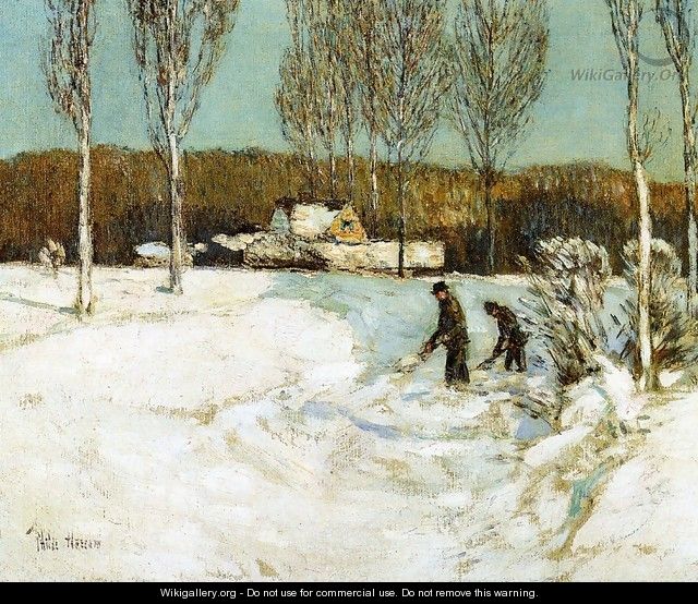 Shoveling Snow, New England - Frederick Childe Hassam