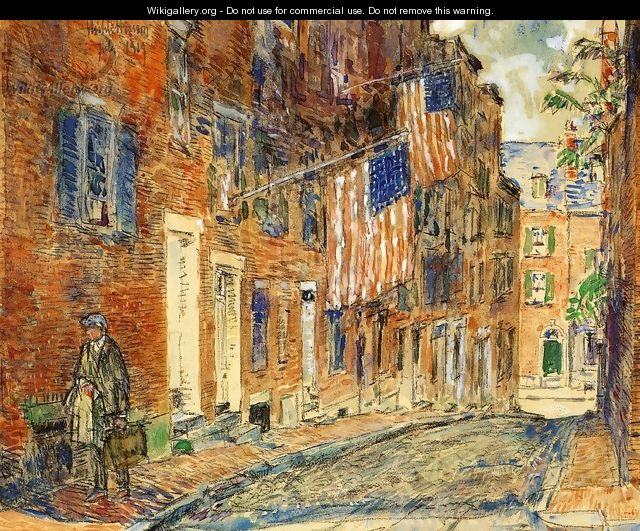 Acorn Street, Boston - Frederick Childe Hassam