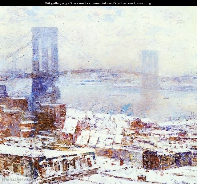 Brooklyn Bridge in Winter - Frederick Childe Hassam