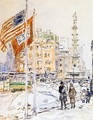 Flags, Columbus Circle - Frederick Childe Hassam