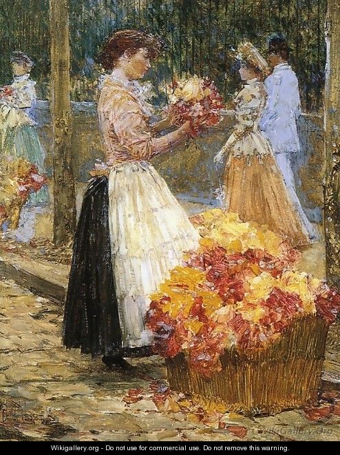 Woman Sellillng Flowers - Frederick Childe Hassam