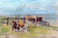 Cows on a Cliff at Villerville - Eugène Boudin