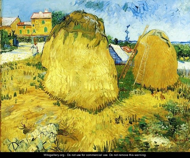 Stacks of Wheat near a Farmhouse - Vincent Van Gogh