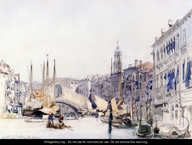 The Grand Canal, Venice, Looking towards The Rialto Bridge - William Callow