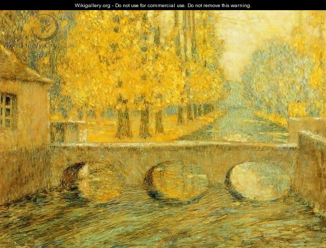 Bridge, Autumn, Gisors - Henri Eugene Augustin Le Sidaner