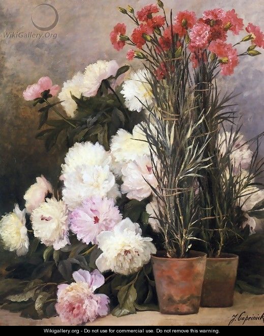 Peonies and Red Carnations - Jean Capeinick