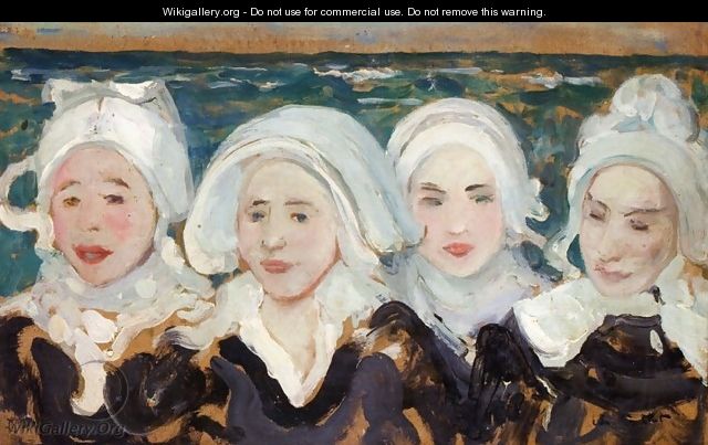 Four Breton Women at the Seashore - Charles Cottet
