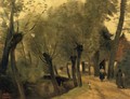 LaBuissiere, near Bethune (pas de Calais): Lane Bordered by Willows - Jean-Baptiste-Camille Corot