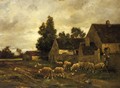 Shepherdess and Her Flock - Charles Émile Jacque