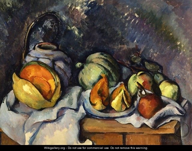 Still Life with Fruit and a Pot of Ginger - Paul Cezanne