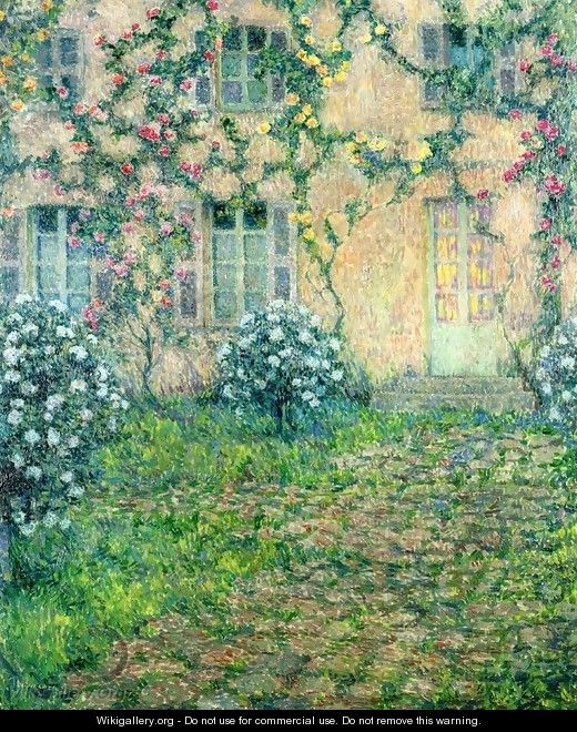 House with Roses - Henri Eugene Augustin Le Sidaner