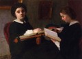 Two Young Women, Embroidering and Reading - Ignace Henri Jean Fantin-Latour