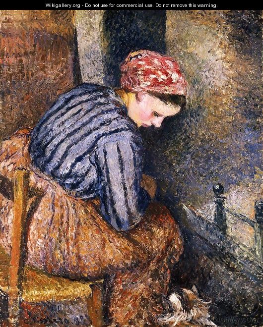Peasant Woman Warming Herself - Camille Pissarro