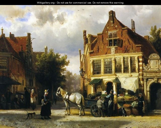 The Corner of Westerstraat and Tabakstraat in Enkhuizen - Cornelis Springer
