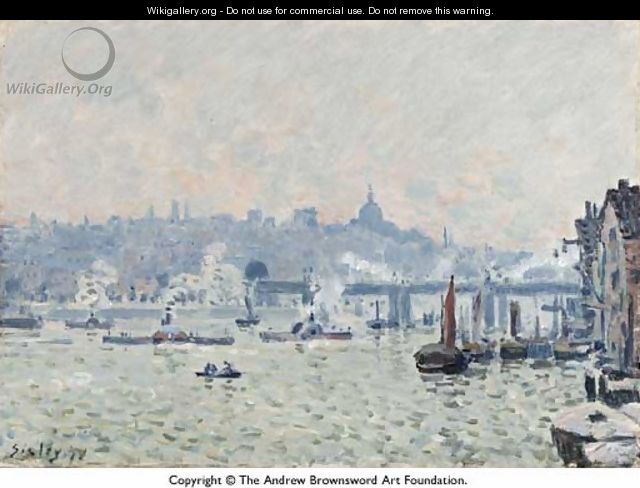 View of the Thames: Charing Cross Bridge - Alfred Sisley