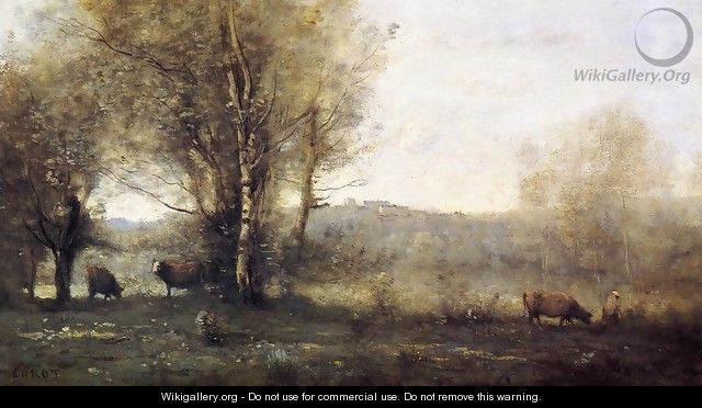 Pond with Three Cows - Jean-Baptiste-Camille Corot