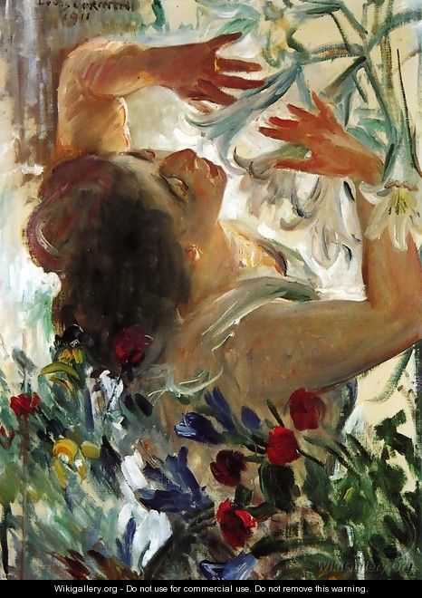 Woman with Lilies in a Greenhouse - Lovis (Franz Heinrich Louis) Corinth