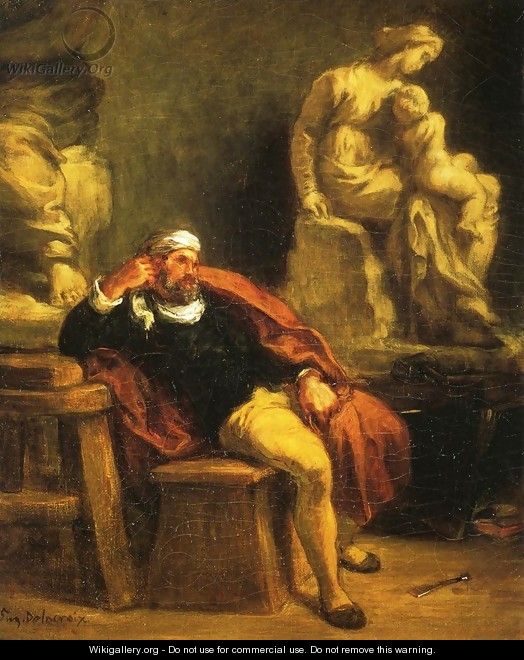 Michelangelo in His Studio - Eugene Delacroix