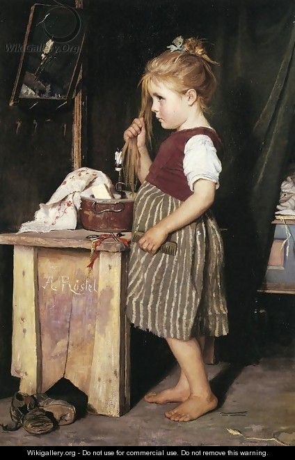 Young Girl Combing Her Hair - Phillip Richard Morris