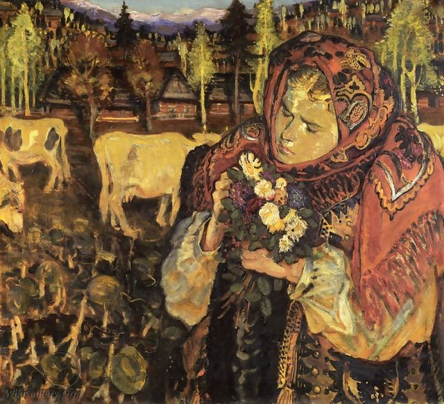 Young Girl with Flowers - Fryderyk Pautsch