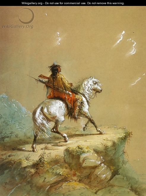 Crow Indian on the Lookout I - Alfred Jacob Miller