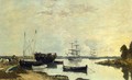 Three Masted Ship in the Harbor - Eugène Boudin