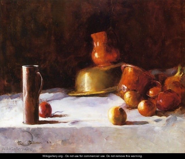 Still Life with Copper, Brass and Onions - Emil Carlsen