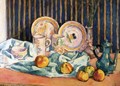 Still Life with Teapot, Apples and Dishes - Emile Bernard